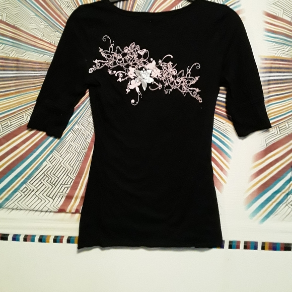 Roxy Paradise Womens Medium Black & White Print Teeshirt - Picture 8 of 14